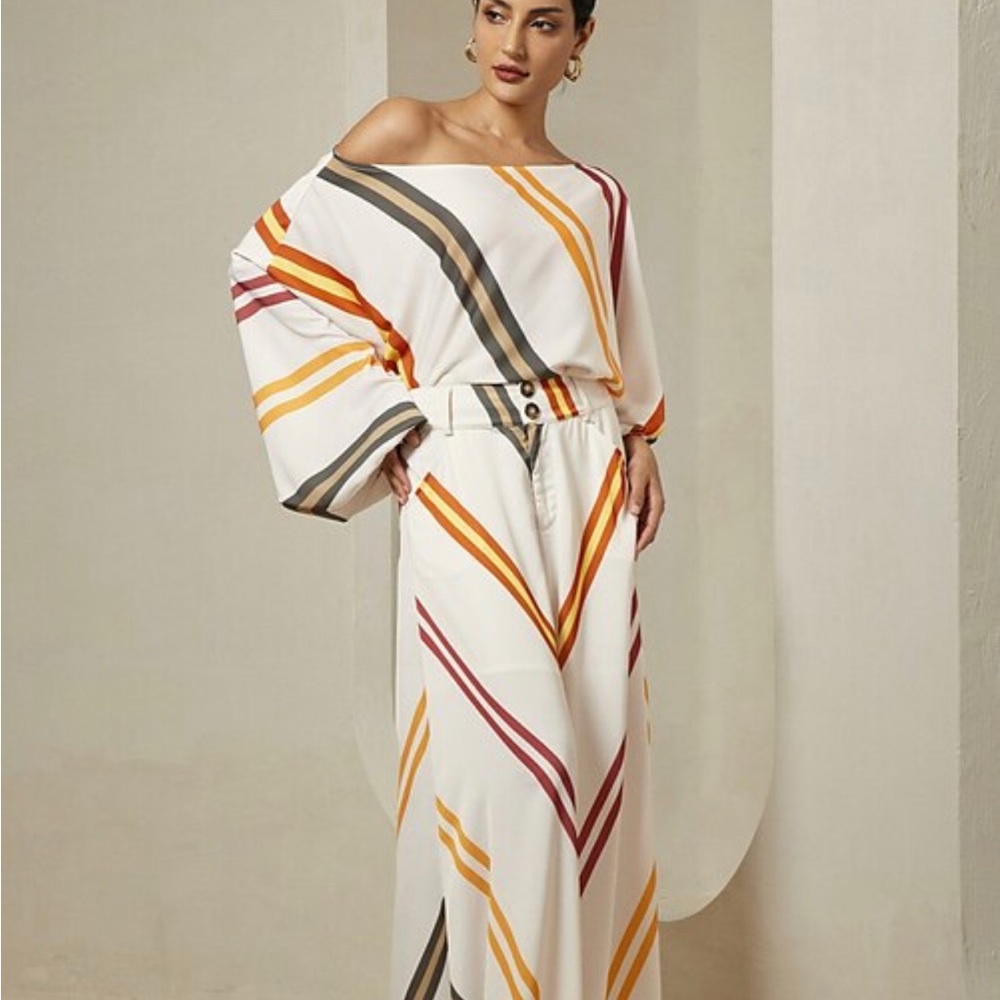 Striped Off-Shoulder Maxi Dress